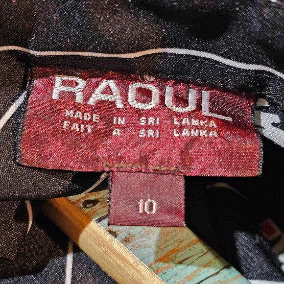 Raoul Striped Geo 80's Style Collared Long Sleeve Light Weight Midi Belted Dress - Picture 10 of 10